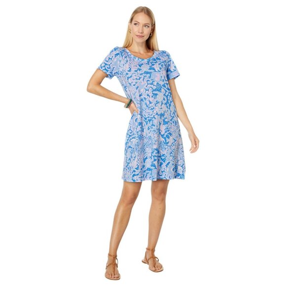 Lilly Pulitzer Women's  Dress Blue Purple Cody Sea What I Sea Fish Size Small - Picture 1 of 6